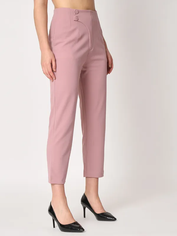 Zastraa_Women_Pink_Peg_Leg_Slim_Fit_High-Rise_Cropped_Trousers