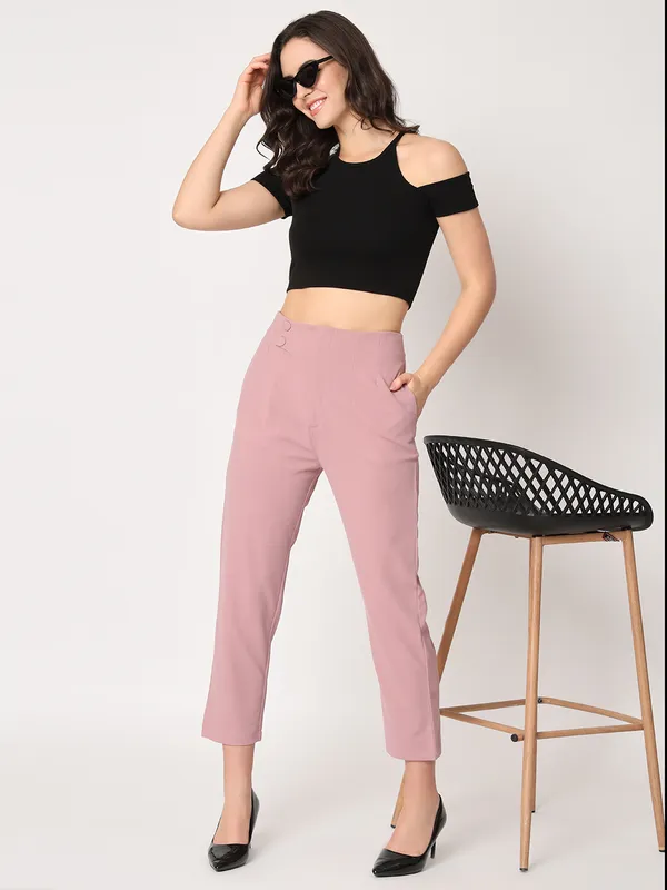 Zastraa_Women_Pink_Peg_Leg_Slim_Fit_High-Rise_Cropped_Trousers