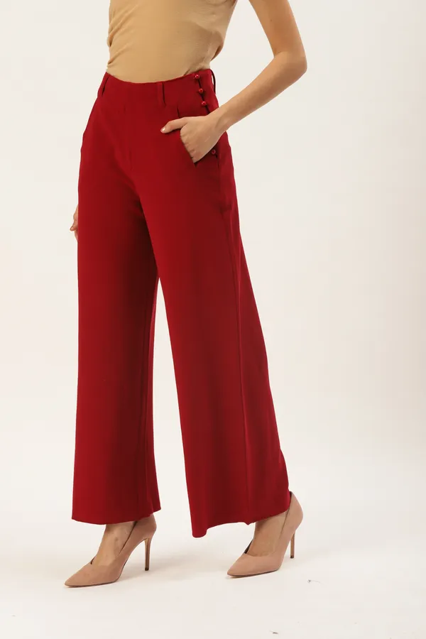 Zastraa_Slim_Fit_Women_Red_Trousers