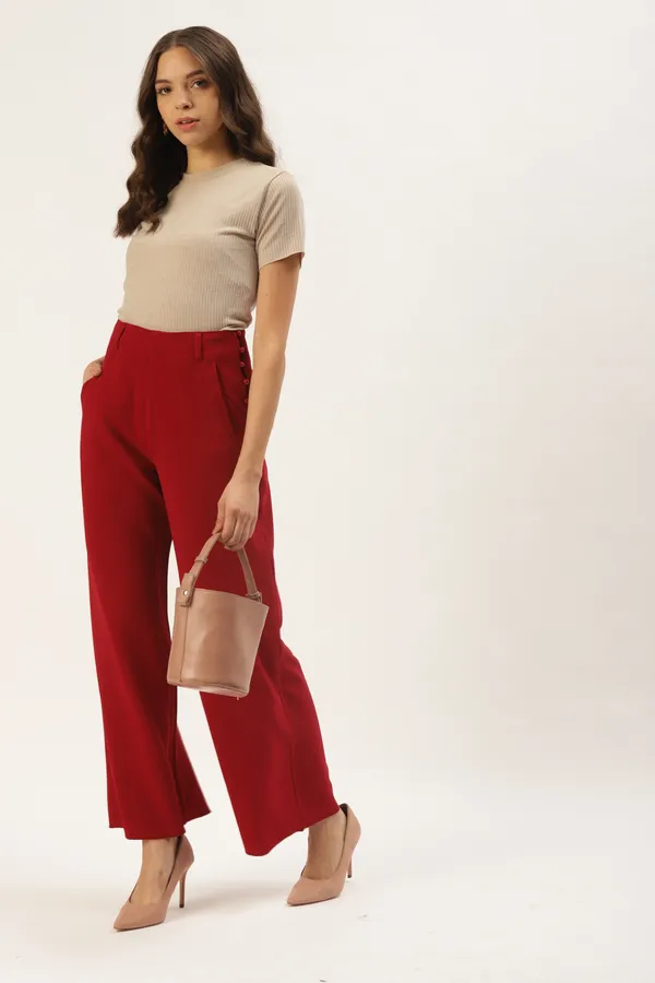 Zastraa_Slim_Fit_Women_Red_Trousers