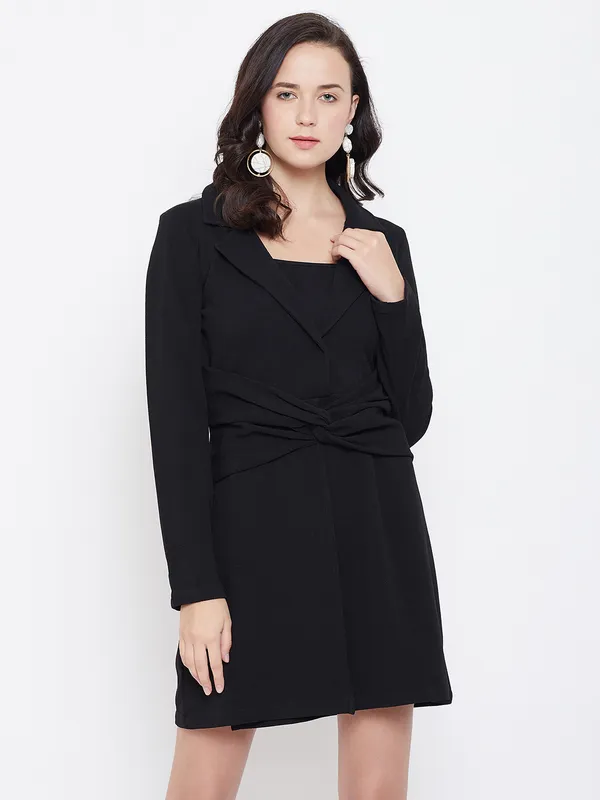 Women_Black_Solid_Shirt_Collar_A-Line_Dress