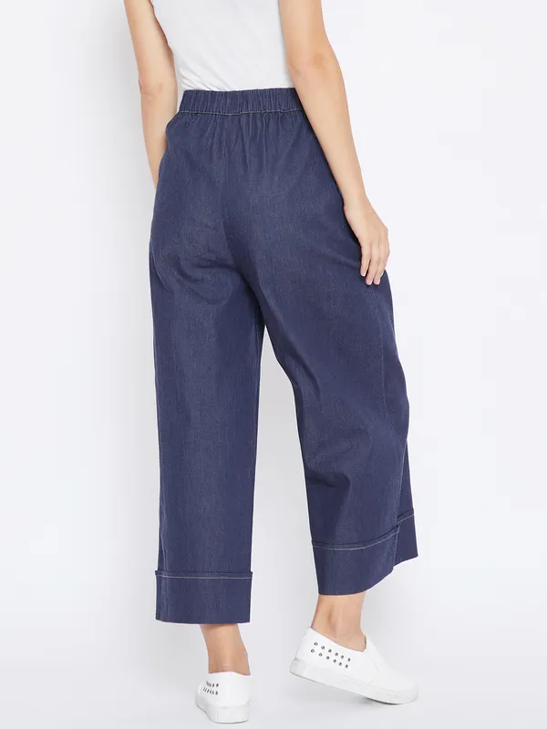 Zastraa_Women_Navy_Blue_Regular_Fit_Solid_Parallel_Trousers