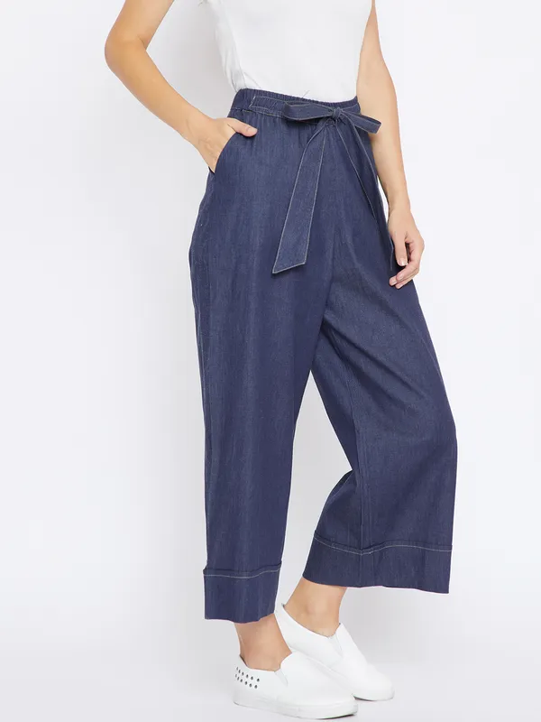 Zastraa_Women_Navy_Blue_Regular_Fit_Solid_Parallel_Trousers