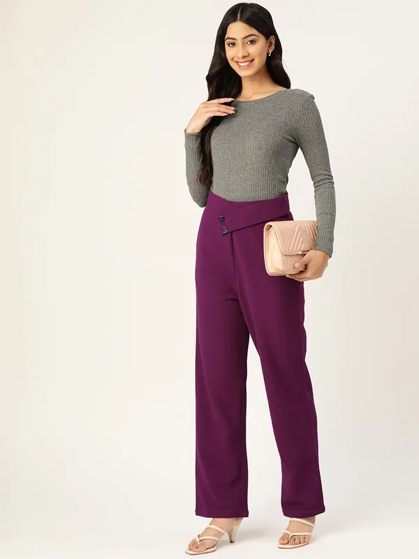 Zastraa_Women_Burgundy_Smart_High-Rise_Parallel_Trousers
