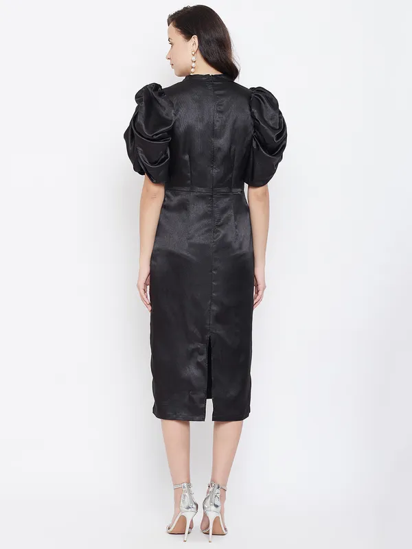 Puff_Sleeve_Crepe_Sheath_Midi_Dress