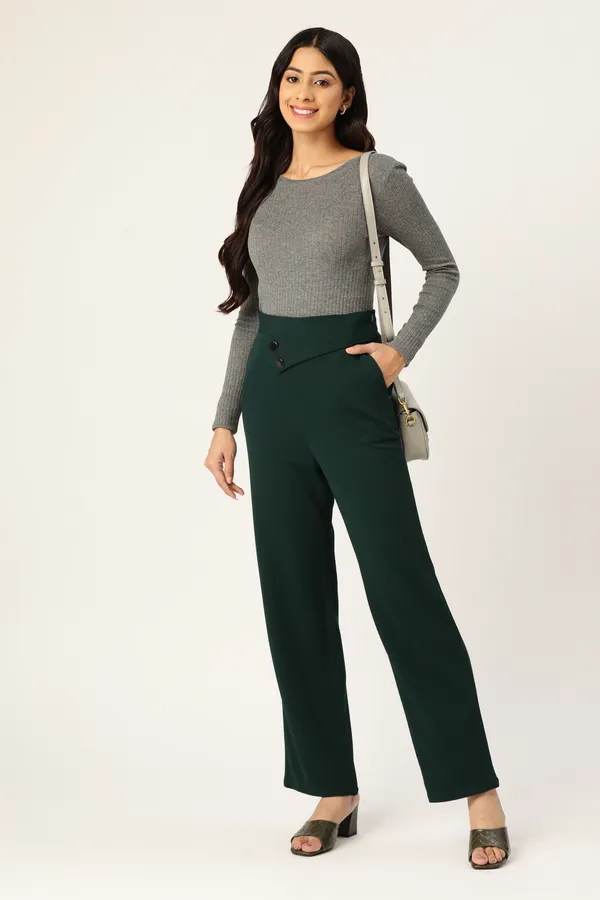 Zastraa_Women_Green_Solid_Smart_High-Rise_Trousers