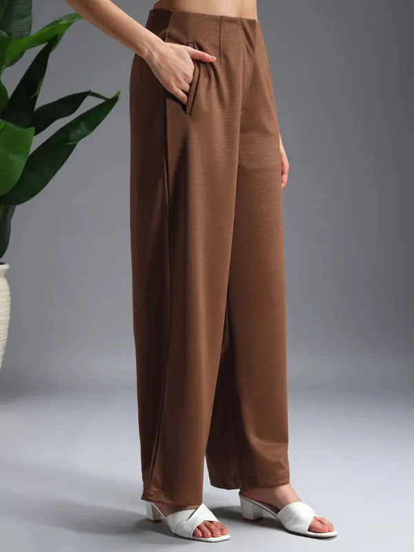 Zastraa_Brown_High_Waist_Culotte_Trouser