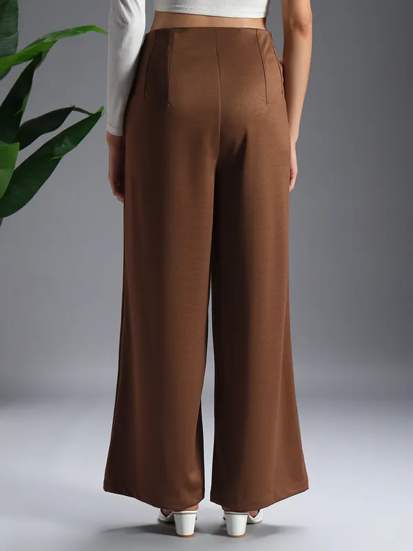 Zastraa_Brown_High_Waist_Culotte_Trouser
