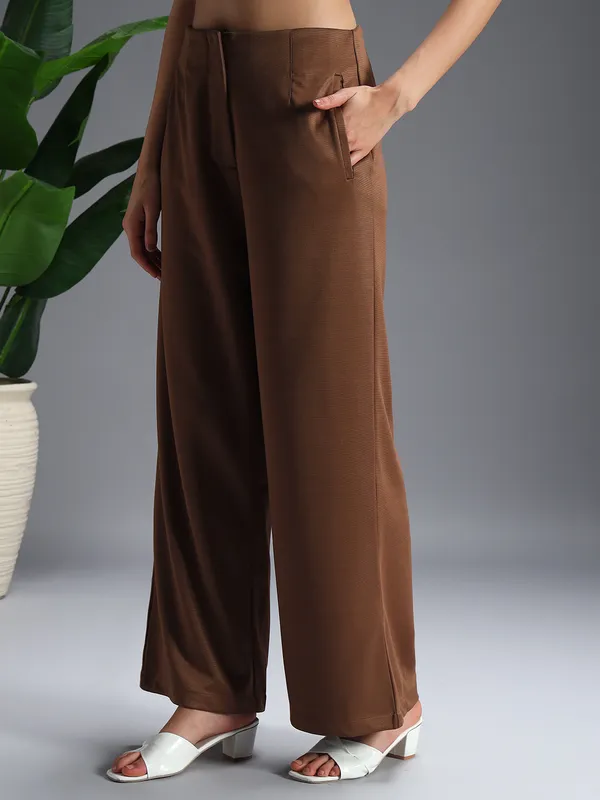 Zastraa_Brown_High_Waist_Culotte_Trouser