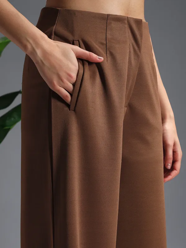 Zastraa_Brown_High_Waist_Culotte_Trouser