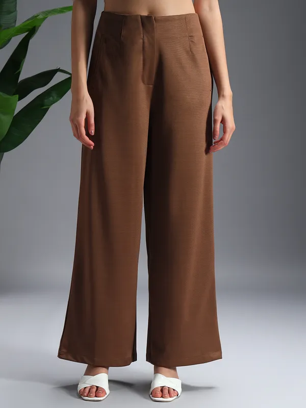 Zastraa_Brown_High_Waist_Culotte_Trouser