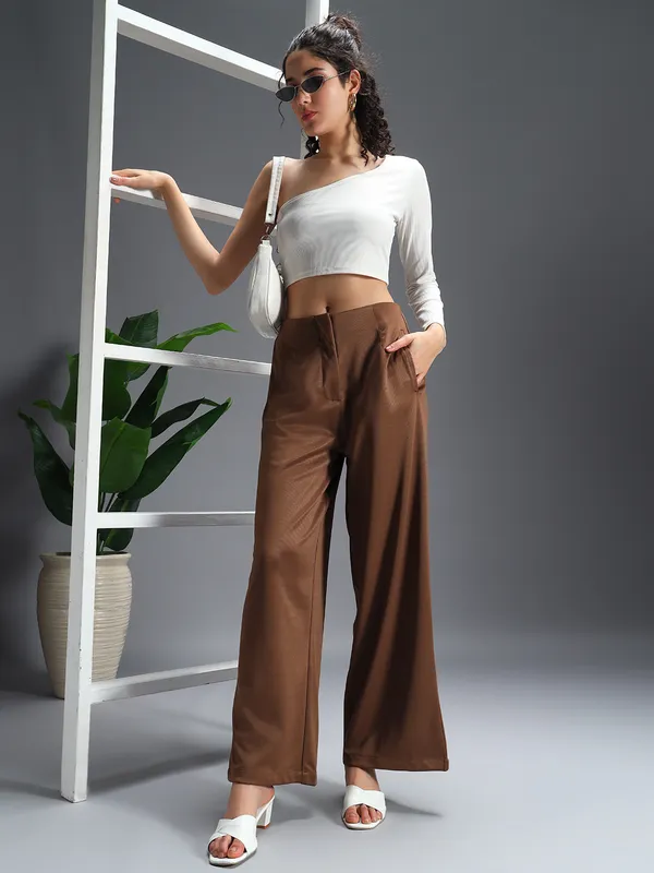 Zastraa_Brown_High_Waist_Culotte_Trouser