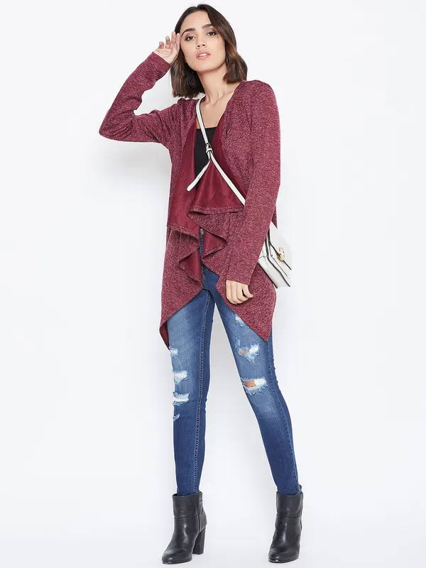 Rust_Solid_Casual_Wear_Shrug