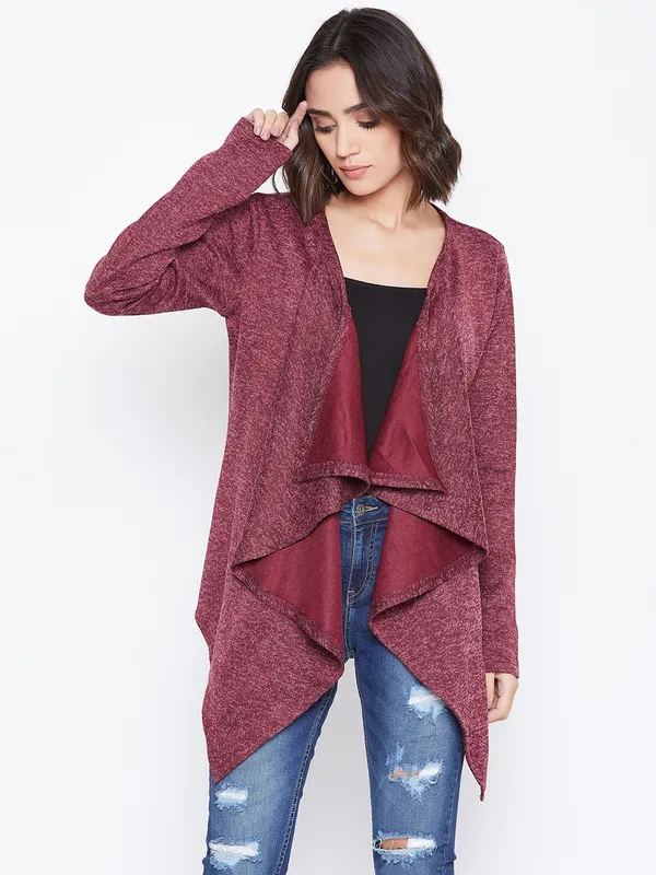 Rust_Solid_Casual_Wear_Shrug