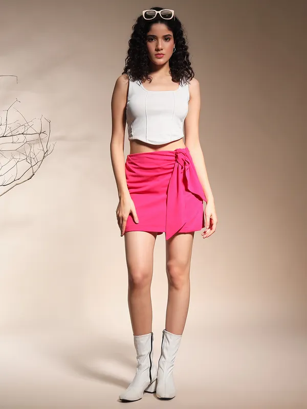 Zastraa_Hot_Pink_Scuba_Skorts_with_Bow
