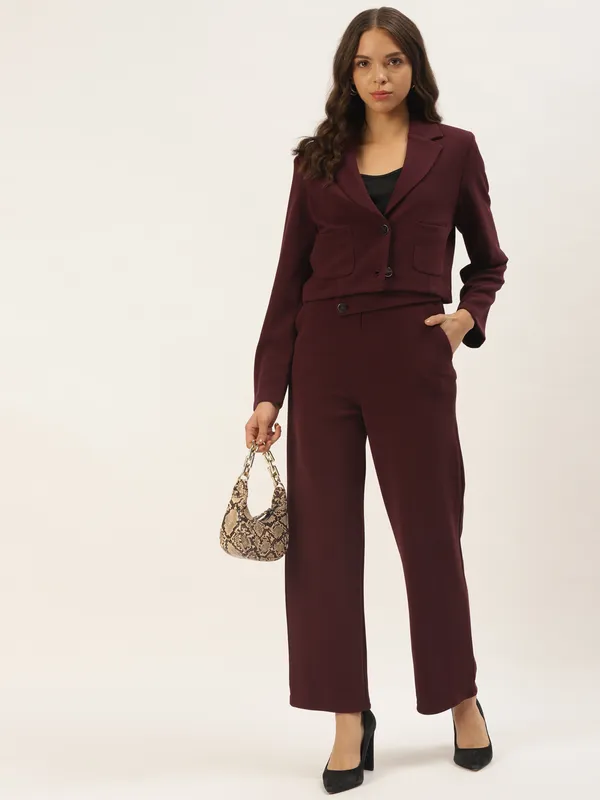 Zastraa_Women_Burgundy_Solid_High-Rise_Parallel_Trousers