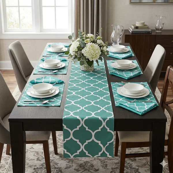 Cotton_Ogee_Printed_Aqua_Table_Runner_With_Place_Mat_and_Napkin-Dining_&_Center_Table_for_Decoration_and_Party