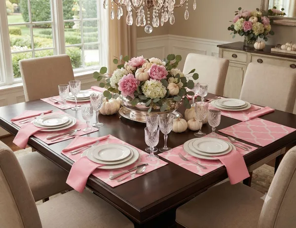 Pack_for_18_Pieces_Cotton_Pink_Ogee_Printed_Place_Mat_With_Napkin_Set_for_Dining_and_Center_Table