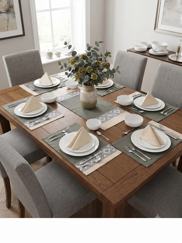 Pack_of__6_Piece_and_18_Pieces_Cotton_Grey_Arizona_ikatee_Collection_Place_Mat_With_Napkin-For_Dinning_Table,_Center_Room_and_Kitchen
