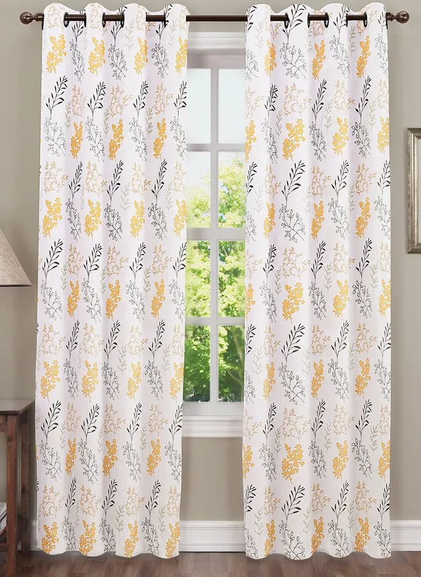 Pack_of_3_Pieces_Cotton_Cyber_Mustard_Bloom_Bliss_Printed_Collection_Eyelet_Curtain_Set_For_Bedroom_and_Living_Room