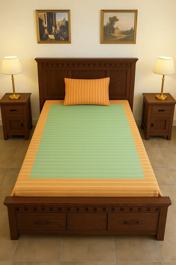 Pack_of_2_&_3_Pieces_PolyCotton_Yellow_Green_Check_Reflection_Bedsheet_Collection_With_Pillow_Cover-For_Bedroom