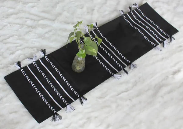 Pack_of_1_Piece_Cotton_Midnight_Black_Boho_Tassel_Collection_Table_Runner-For_Dining_&_Center_Table