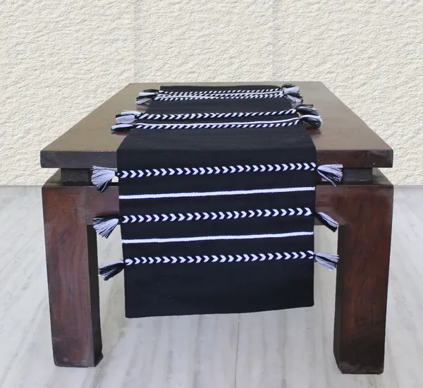 Pack_of_1_Piece_Cotton_Midnight_Black_Boho_Tassel_Collection_Table_Runner-For_Dining_&_Center_Table