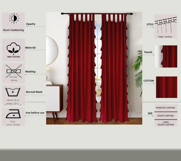 Pack_of_2_Cotton_Maroon_Sheer_Summer_fun_Tassel_Tab_Top_Curtain_Set_for_Window_and_Door