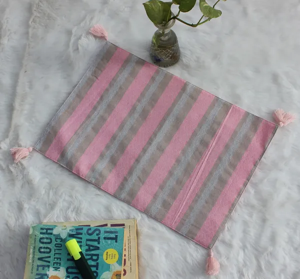 Pack_of_6_Piece_Cotton_Beige-Pink_Wonders_Weaved_Stripe_Collection_Place_Mat-For_Dinning_Table,_Center_Room_and_Kitchen