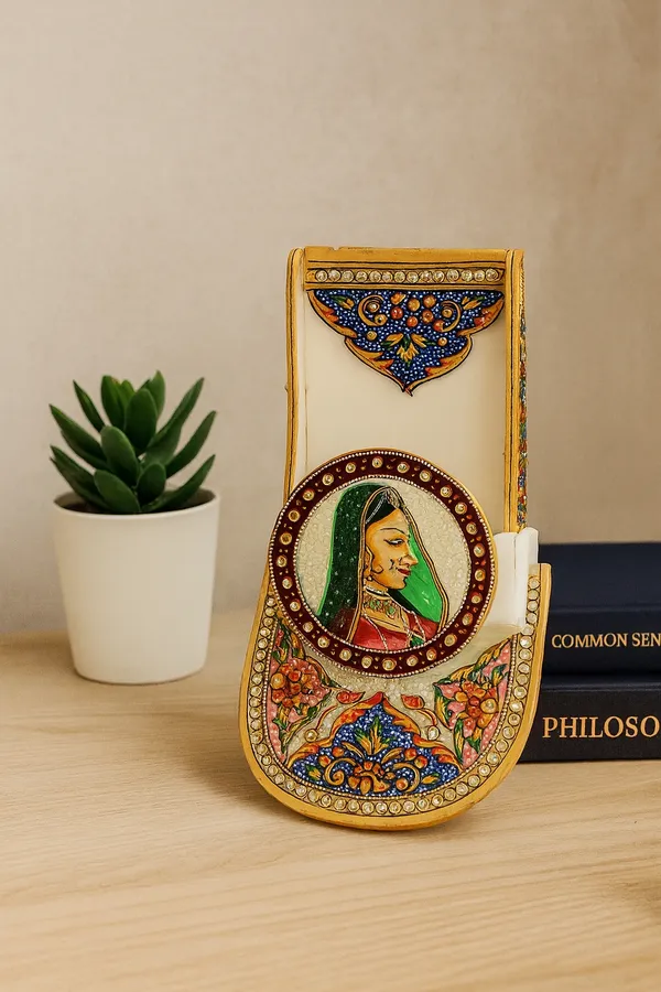 Pack_of_1_Piece_Marble_Multicolor_Hand_Painted_Queen_Mobile_Holder_for_Home_and_Table_Decoration