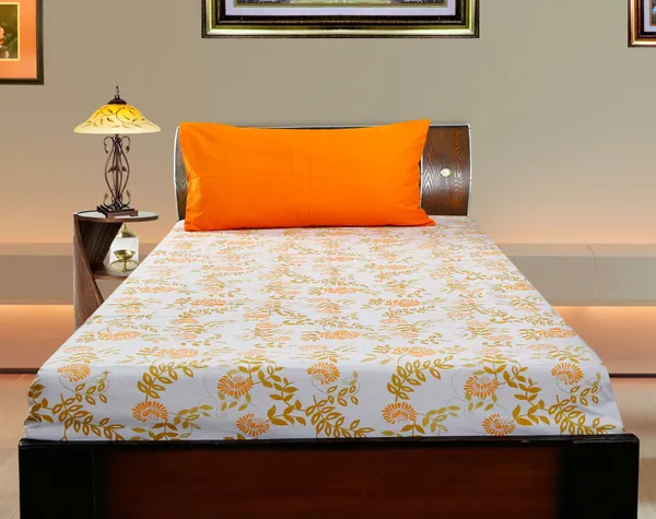 Pack_of_2_&_3_Pieces_Cotton_Orange_Floral_Bonanza_Printed_Bedsheet_Set_With_Pillow_Covers_for_Bedroom,_Guest_Room,_Kids_Room