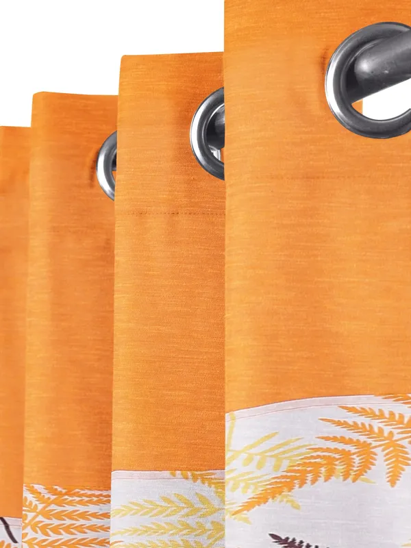 Pack_of_2_Pieces_Cotton_Orange_Tropical_Leaf_Printed_Eyelet_Curtain_Set_for_Window_and_Door