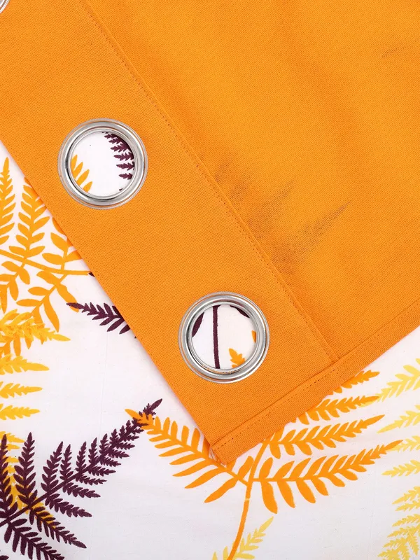 Pack_of_2_Pieces_Cotton_Orange_Tropical_Leaf_Printed_Eyelet_Curtain_Set_for_Window_and_Door