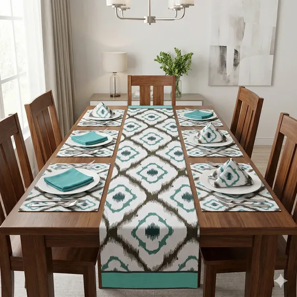 Cotton_3_Ikat_Printed_Blue_Table_Runner_With_Place_Mat_and_Napkin-Dining_&_Center_Table_for_Decoration_and_Party