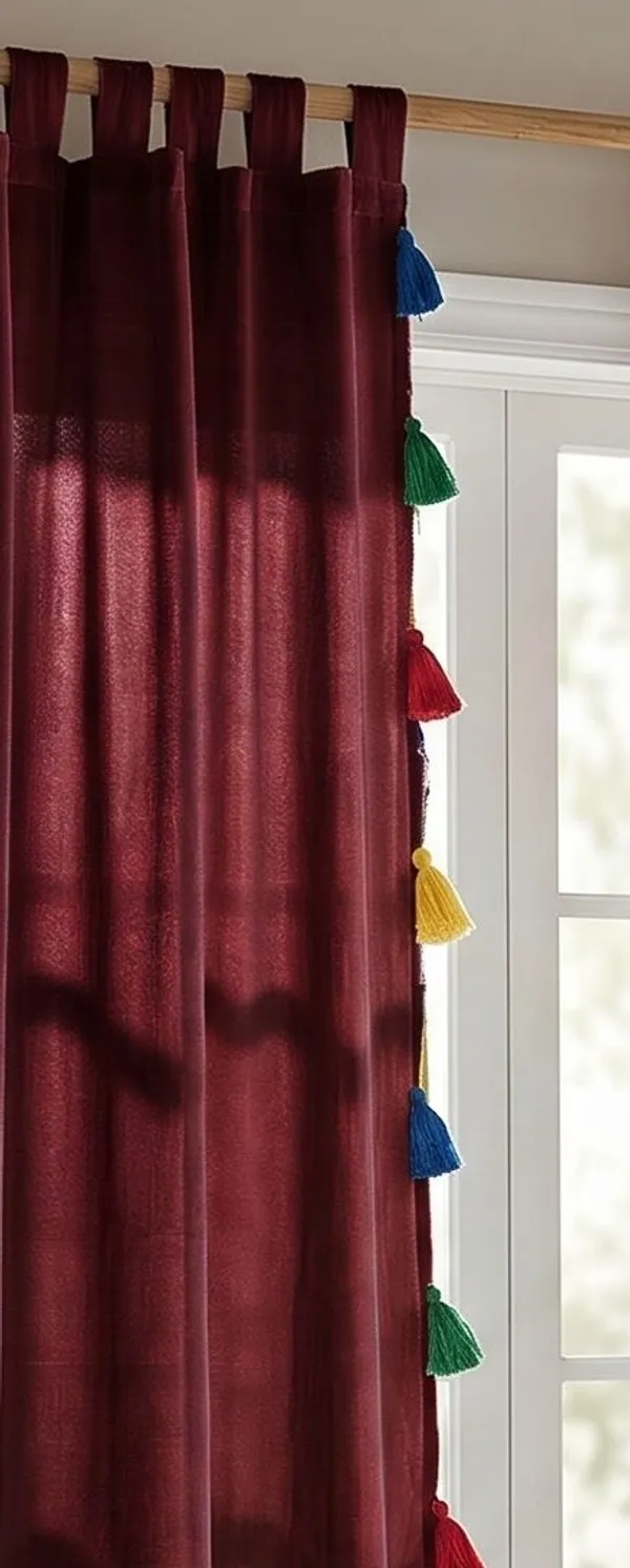 Pack_of_2_Cotton_Maroon_Sheer_Summer_fun_Multi_Tassel_Tab_Top_Curtain_Set_for_Window_and_Door