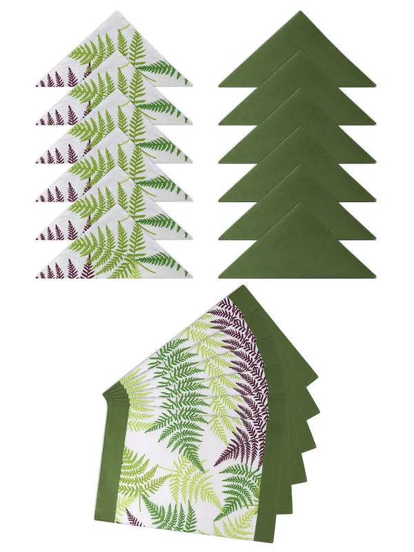 Pack_of_13,19_&_25_Cotton_Green_Tropical_Leaf_Collection_With_Place_Mat_&_Napkins-for_Dining_and_Center_Table