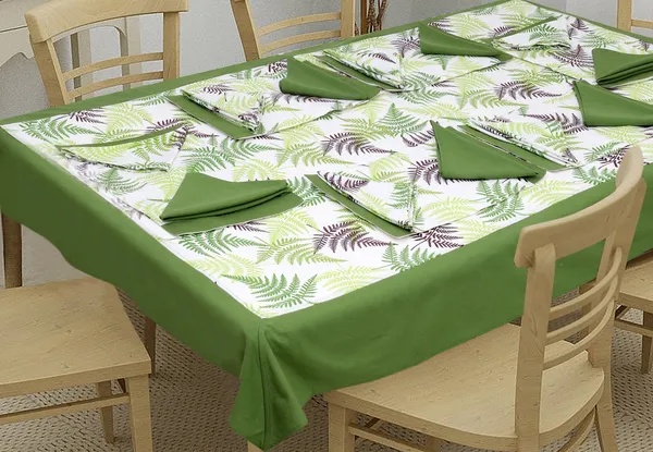 Pack_of_13,19_&_25_Cotton_Green_Tropical_Leaf_Collection_With_Place_Mat_&_Napkins-for_Dining_and_Center_Table