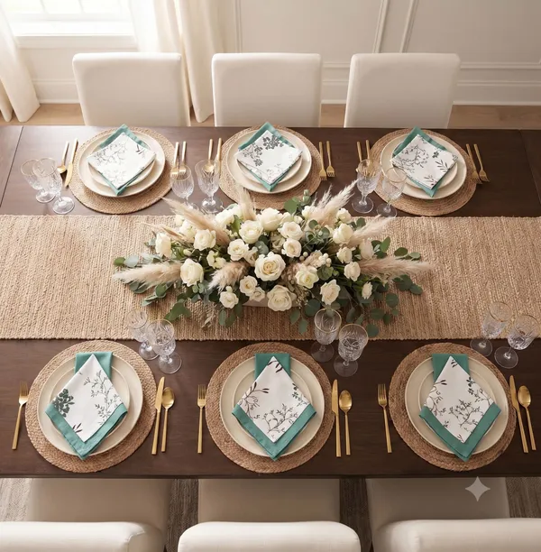Pack_of_12_Pieces_Cotton_Aqua_Blossom_Bliss_Printed_and_Plain_Napkin_Set_for_Dining_and_Kitchen