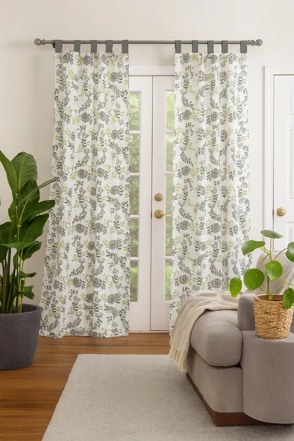 Pack_of_2_Cotton_Green_Floral_Printed_Tab_Top_Curtain_Setfor_Window_and_Door