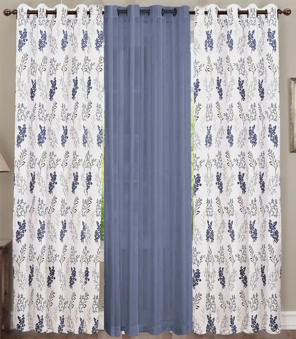 Pack_of_3_Pieces_Cotton_French_Navy_Blue_Bloom_Bliss_Printed_Collection_Eyelet_Curtain_Set_For_Bedroom_and_Living_Room