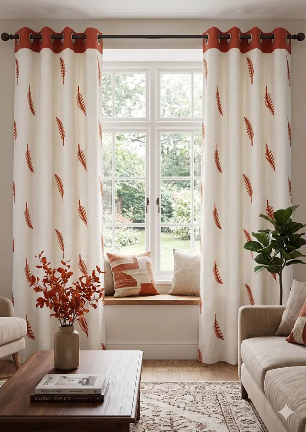 Pack_of_2_Cotton_Rust_Adornado_leaf_embroidery_Collection_Curtain_Set_for_Window_and_Door