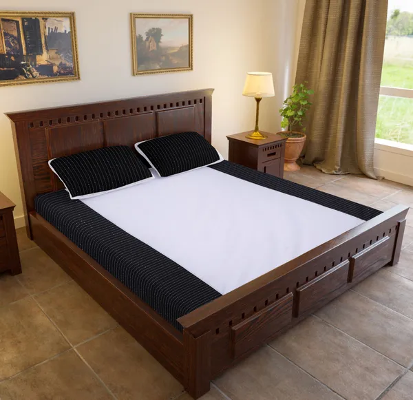 Pack_of_2_&_3_Pieces_PolyCotton_Midnight_Black_Bedsheet_Harmony_Sequence_Collection_With_Pillow_Cover-For_Bedroom