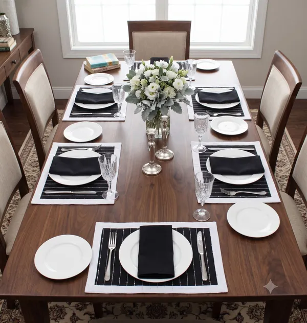 Pack_of_18_Pieces_Cotton_Black_Harmony_Sequence_Collection_Place_Mat_With_Napkin-For_Dinning_Table,_Center_Room_and_Kitchen