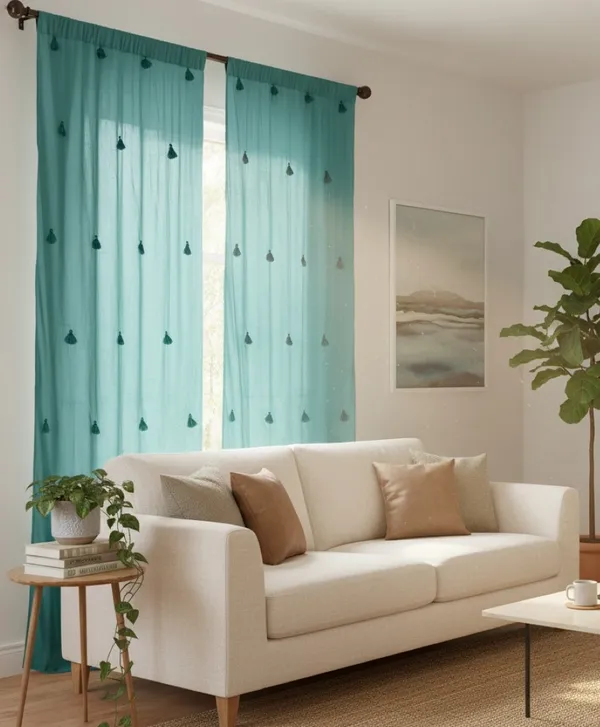 Pack_of_2_Cotton_Turquoise_Merit_Tassel_Collection_Curtain_Set_for_Window_and_Door