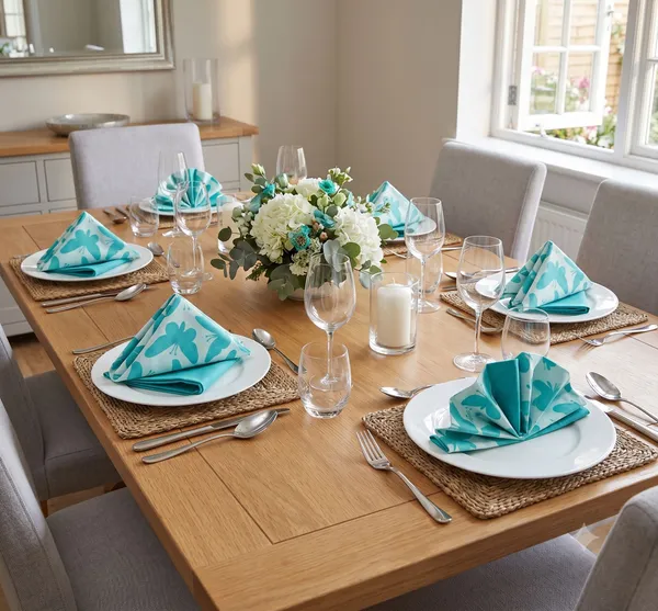 Pack_of_12_Pieces_Cotton_Aqua_Butterfly_Printed_and_Plain_Napkin_Set_for_Dining_and_Kitchen