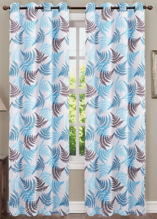 Pack_of_2_Pieces_Cotton_Blue_Tropical_Leaf_Printed_Eyelet_Curtain_Set_For_Bedroom_and_Living_Room