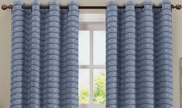 Pack_of_2_Cotton_Steel_Grey_Check_Reflection_Collection_Eyelet_Curtainfor_Window_and_Door