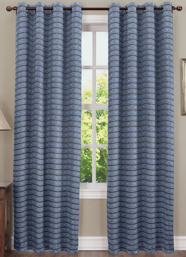 Pack_of_2_Cotton_Steel_Grey_Check_Reflection_Collection_Eyelet_Curtainfor_Window_and_Door