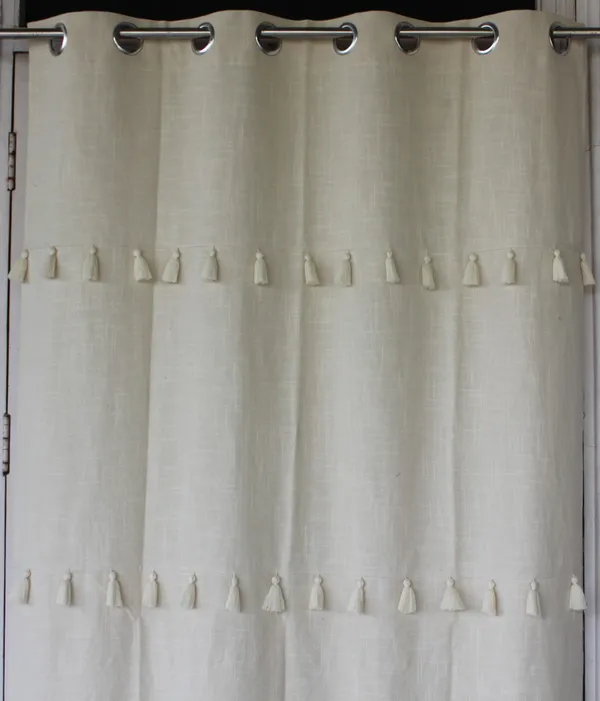 Pack_of_2_Pieces_Cotton_Cream_Merit_Tassel_Collection_Eyelet_Curtain_Set_For_Bedroom_and_Living_Room