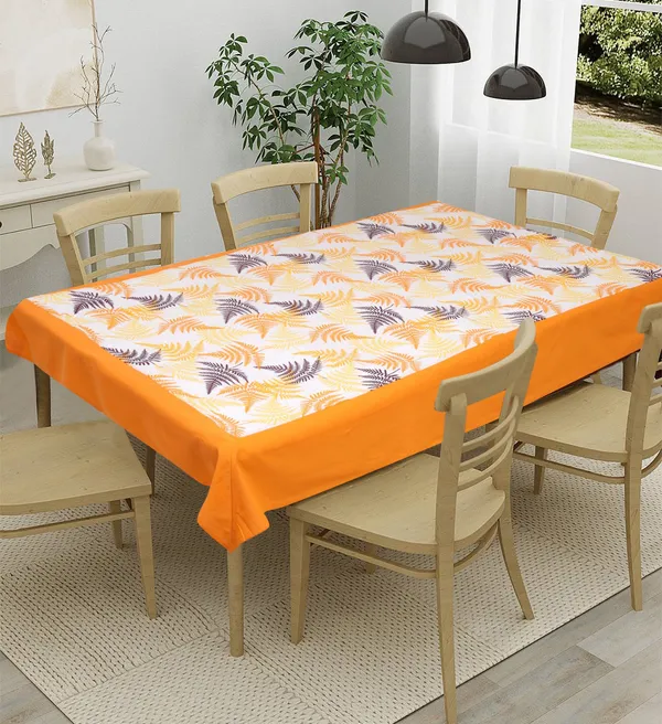 Pack_of_1_Piece_Cotton_Orange_Single_Tropical_Leaf_Collection_Table_Cover-for_Dining_and_Center_Table